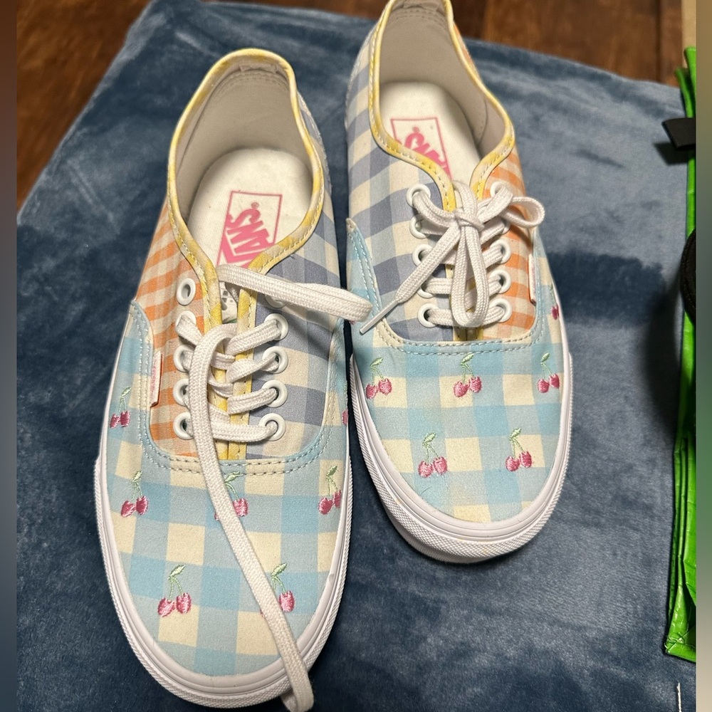 Vans Checkerboard Cherry Lace-Up Shoes in Pastel Multi